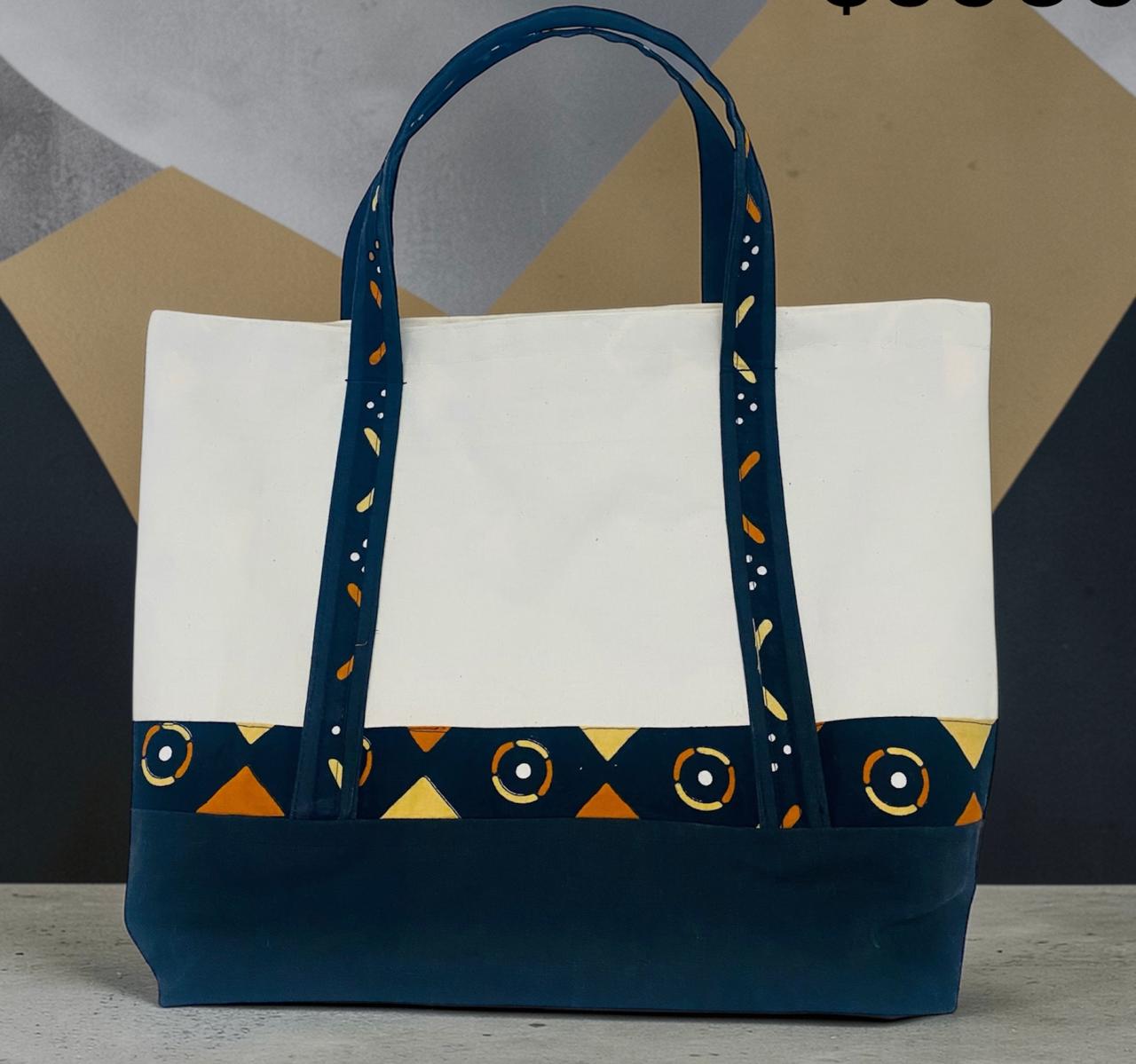 Motif Accented Double sided Tote Bag